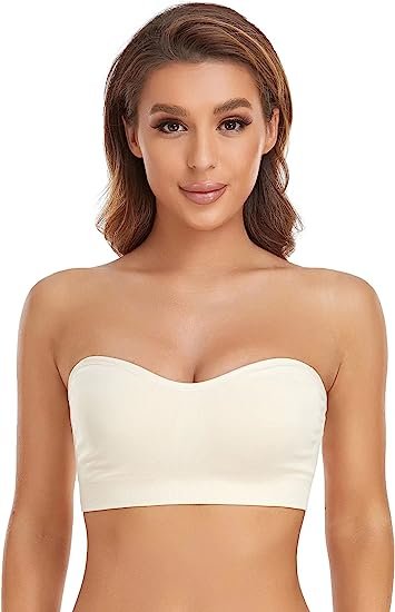 Women's strapless bra with anti-skid silicone pad, bra without steel ring